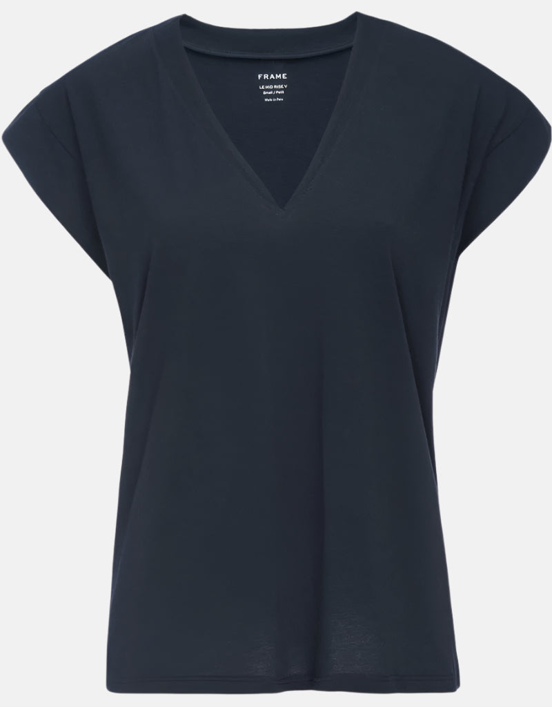 FRAME Le Mid Rise V Tee in Navy