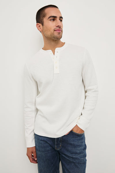 Rails Men's Soto L/S Henley in Whitecap