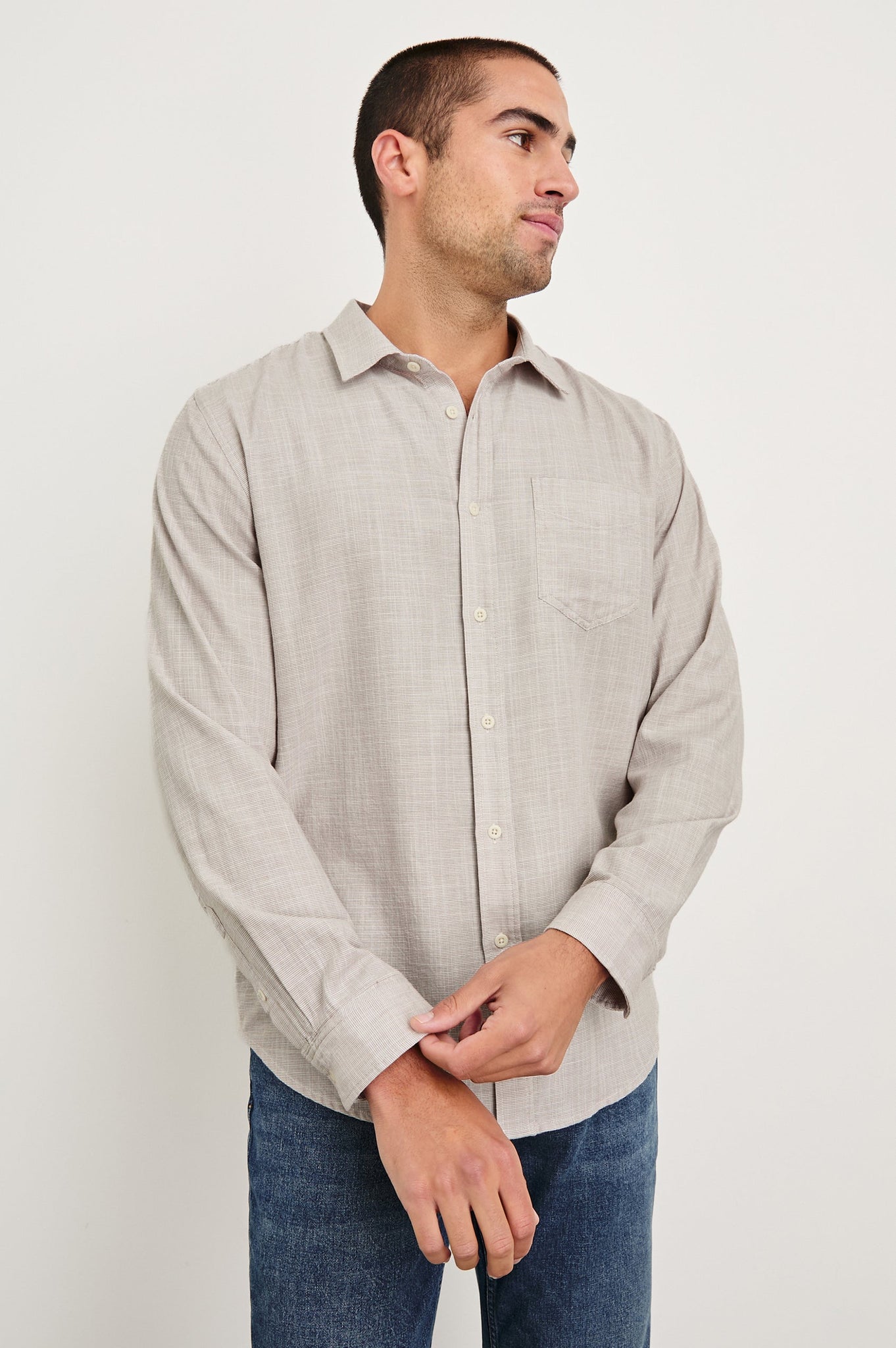 Rails Men's Wyatt L/S in Tahini Etch