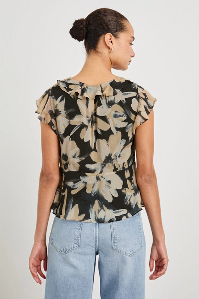 Rails Carmine Chiffon Capsleeve Blouse in Charcoal Lily