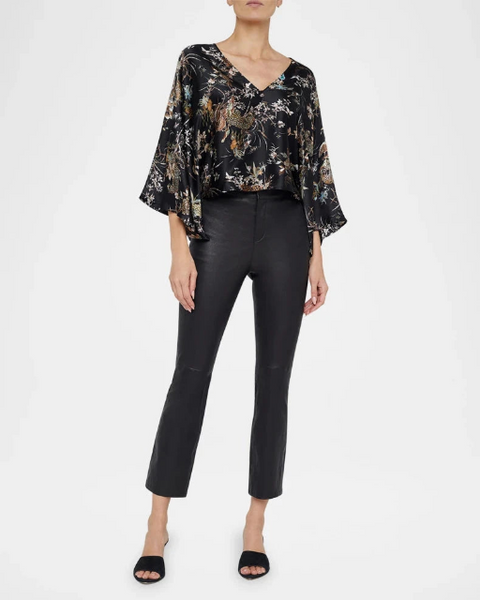 L'AGENCE Parma Kimono Sleeve Blouse in Black Jungle