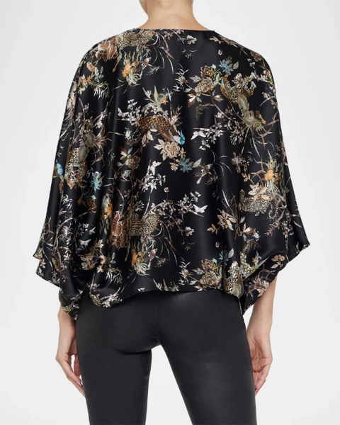 L'AGENCE Parma Kimono Sleeve Blouse in Black Jungle