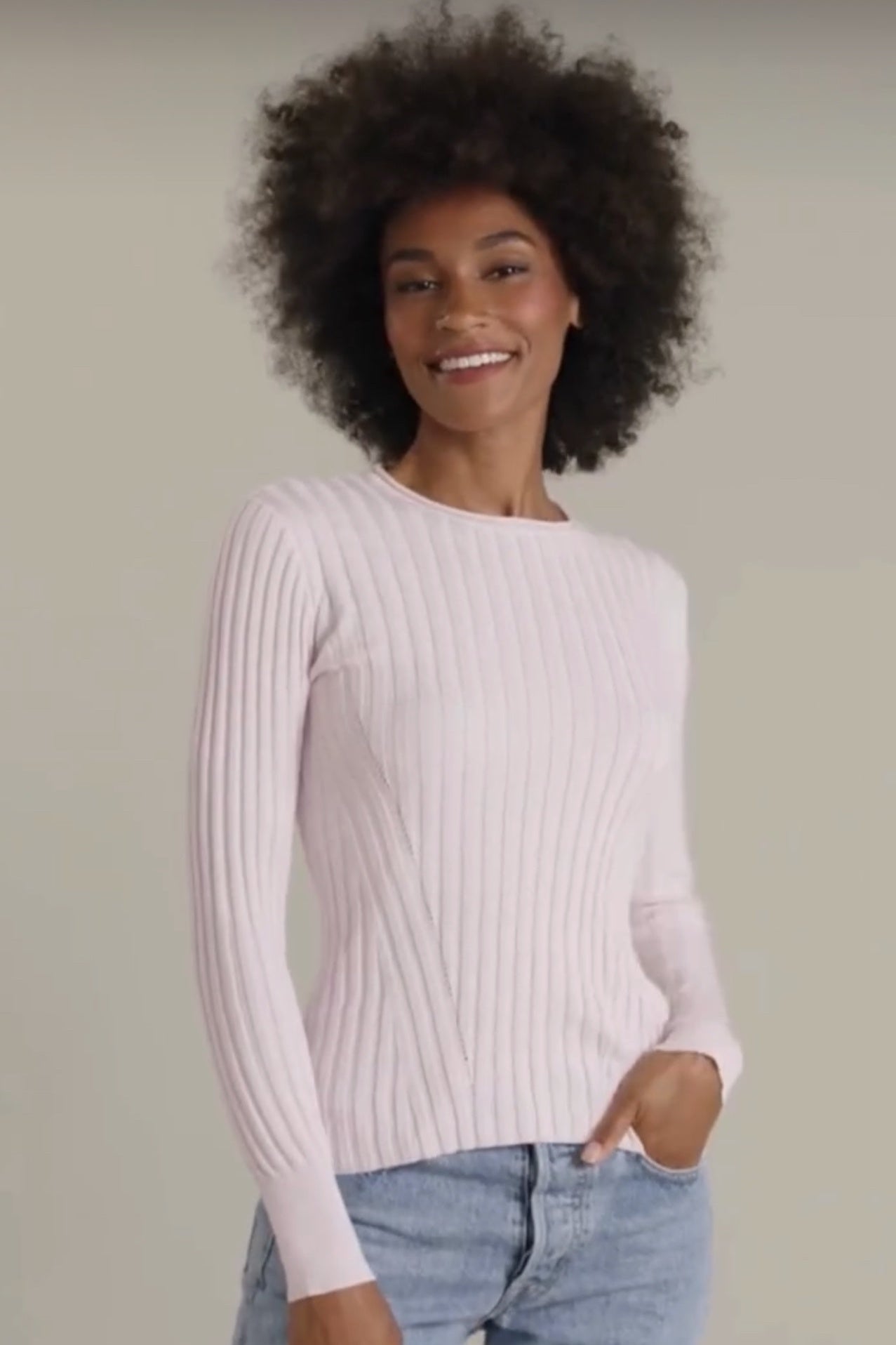 Alashan Blair Rib Crew Top in Pink Sugar