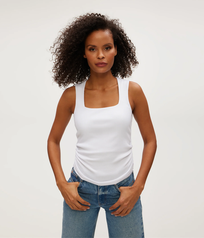 michael stars Maribel square neck tank top in white