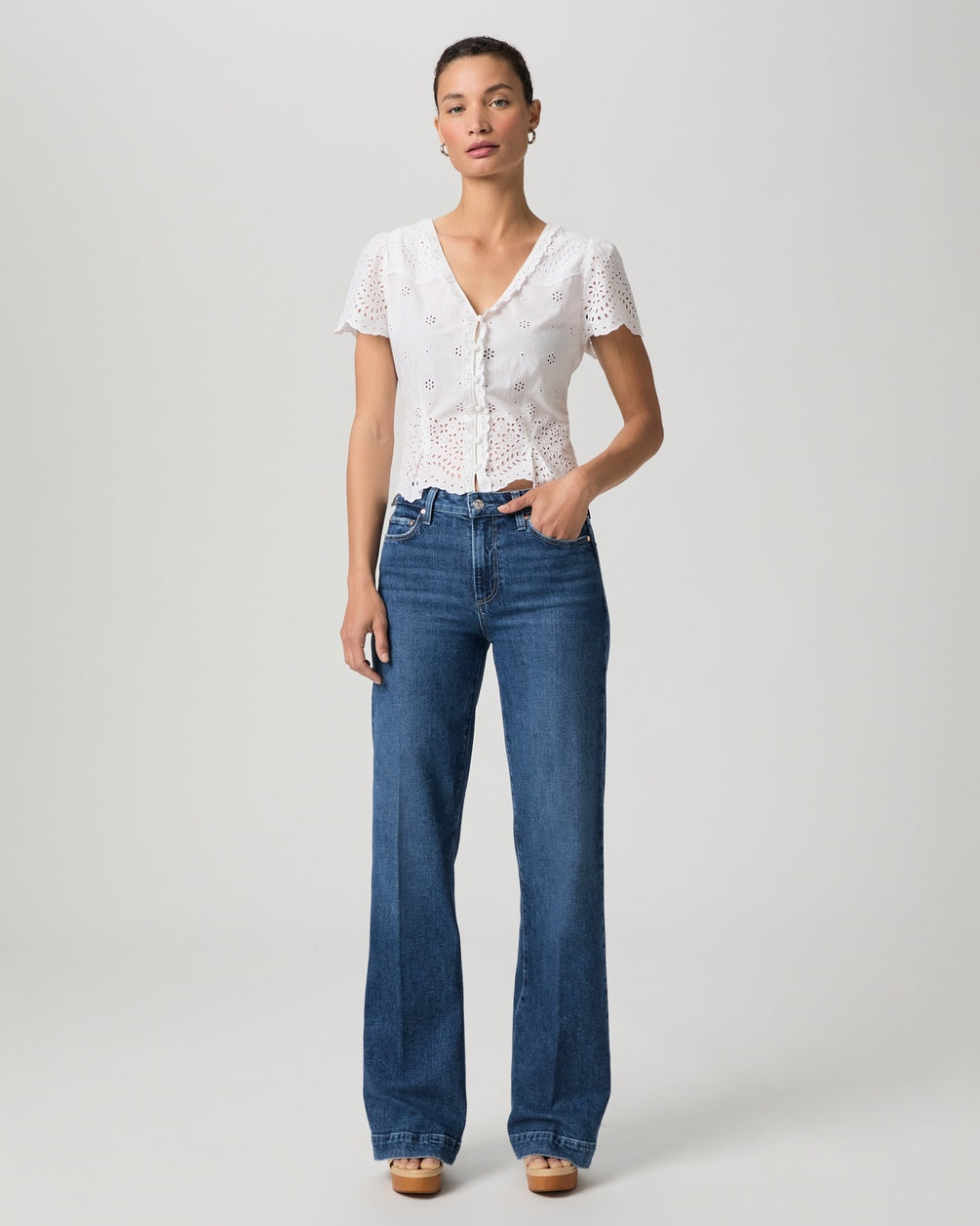 Paige Leenah Long Sleek Wide leg Jean in Soundcheck
