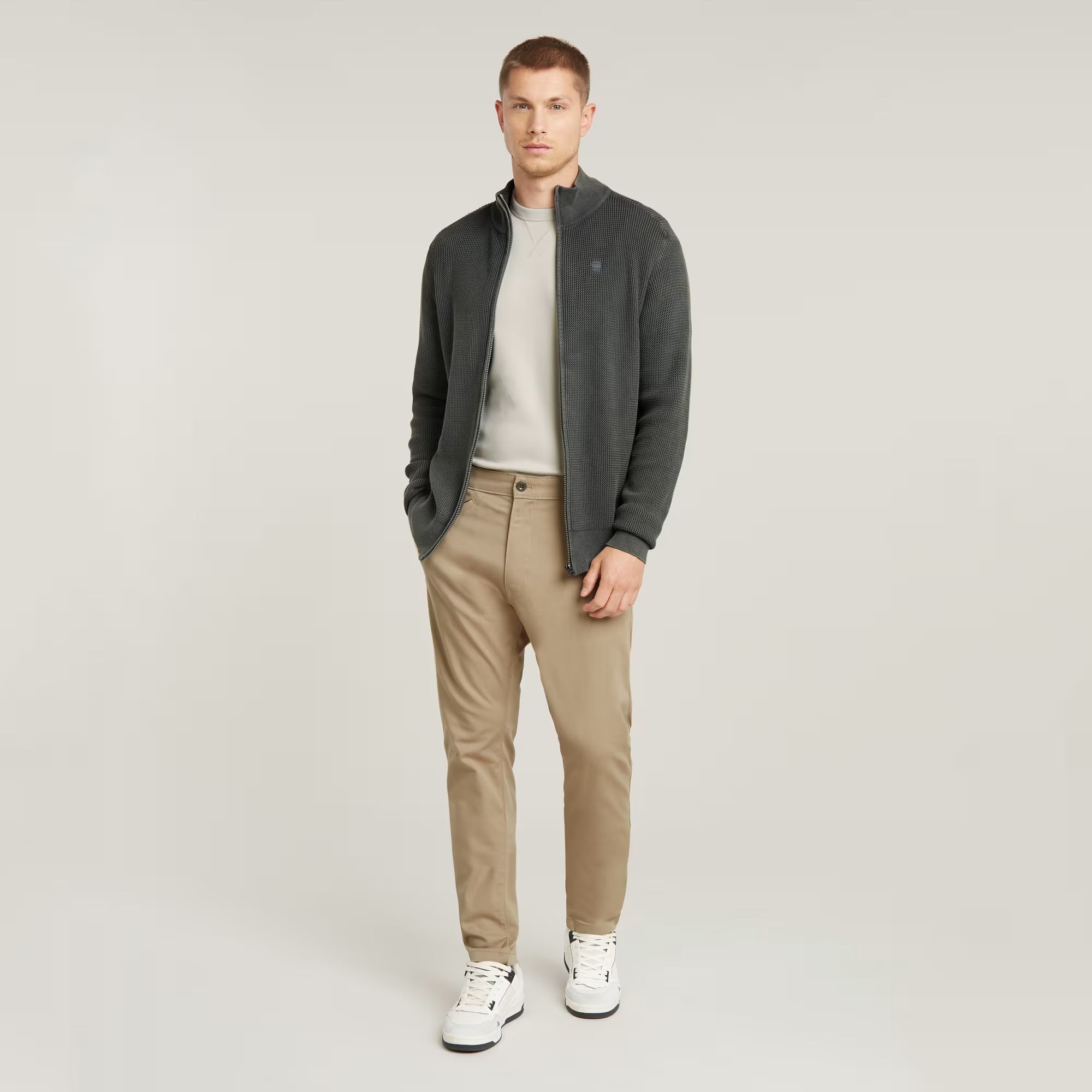 G-STAR Serrated Full Zip Knit - GS Grey