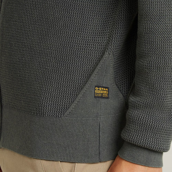 G-STAR Serrated Full Zip Knit - GS Grey