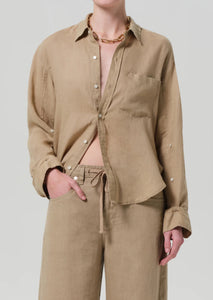 Citizens of Humanity Kayla shrunken linen shirt in gobi