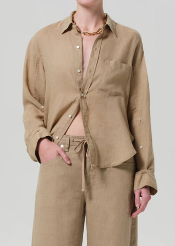 Citizens of Humanity Kayla shrunken linen shirt in gobi