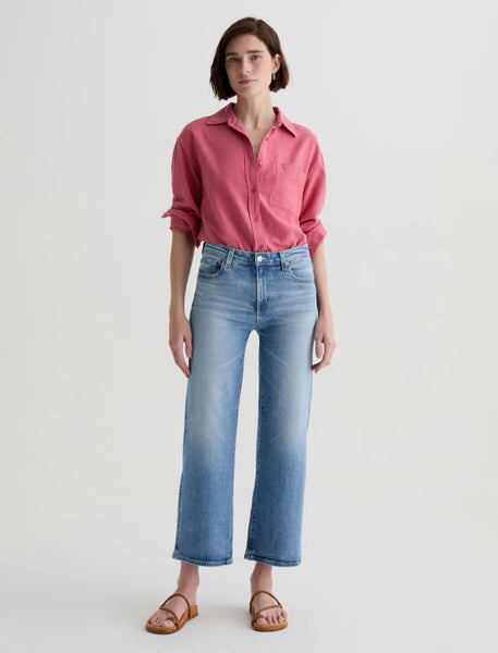 AG Saige Hi Rise Wide Leg Crop Jean in Helios