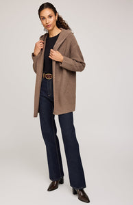 Gentle Fawn Ilana Hooded Cardigan in Heather Bark