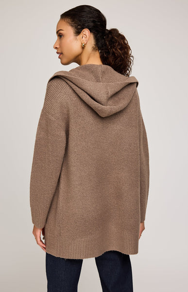 Gentle Fawn Ilana Hooded Cardigan in Heather Bark