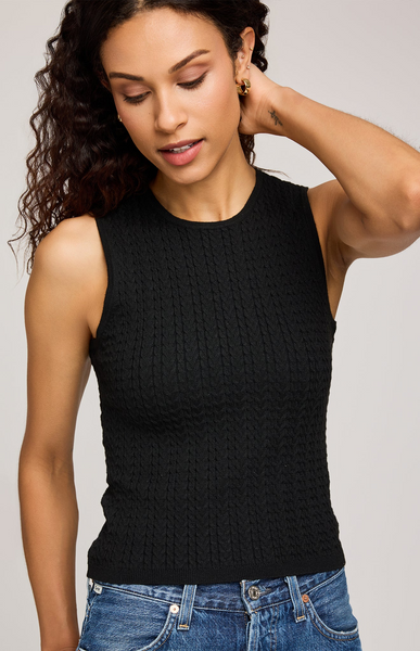 Gentle Fawn Skye solid textured sleeveless top in black