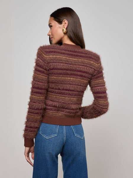 L'AGENCE Ariadne Mixed Stitch Cardigan Natural Mauve