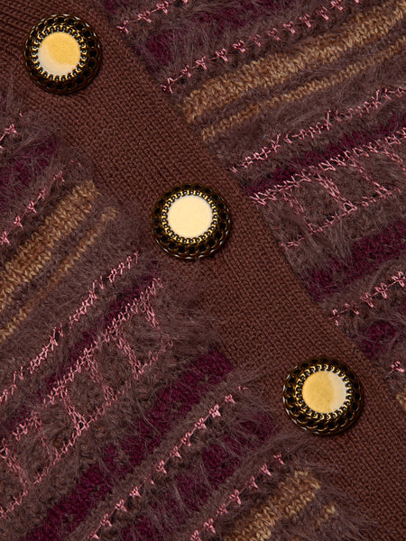 L'AGENCE Ariadne Mixed Stitch Cardigan Natural Mauve
