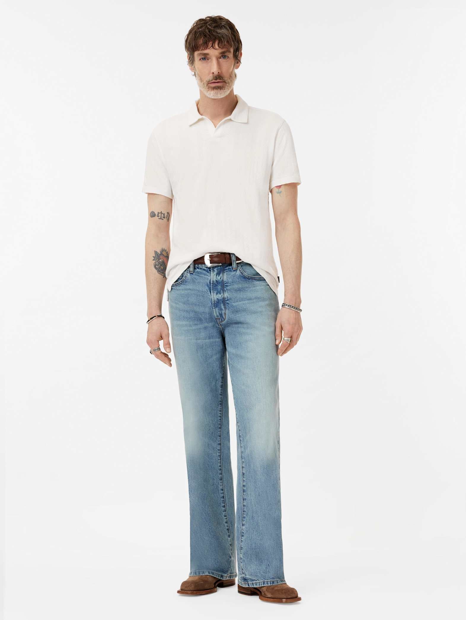 John Varvatos Zion SS Garment Dye Polo - Salt