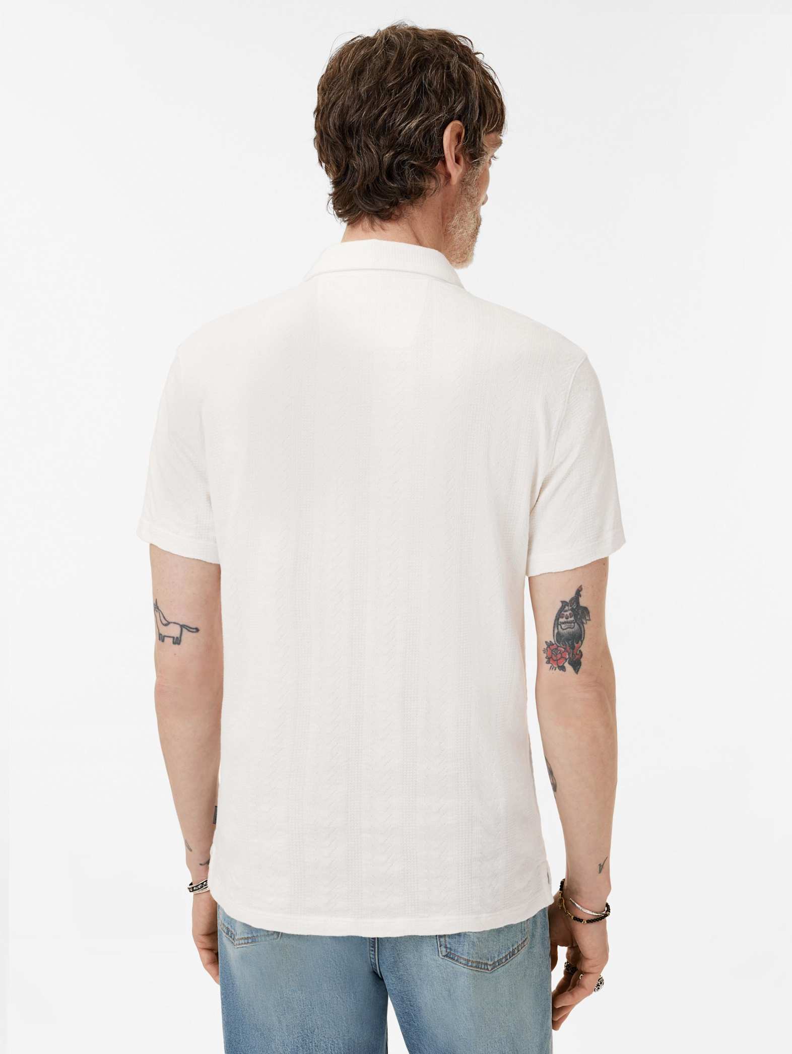 John Varvatos Zion SS Garment Dye Polo - Salt