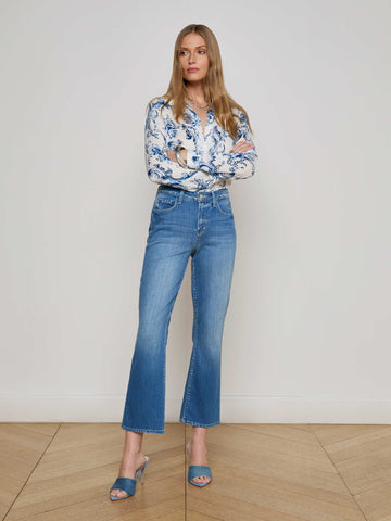 L'AGENCE Tati Hi Rise Crop Microboot in Rosales