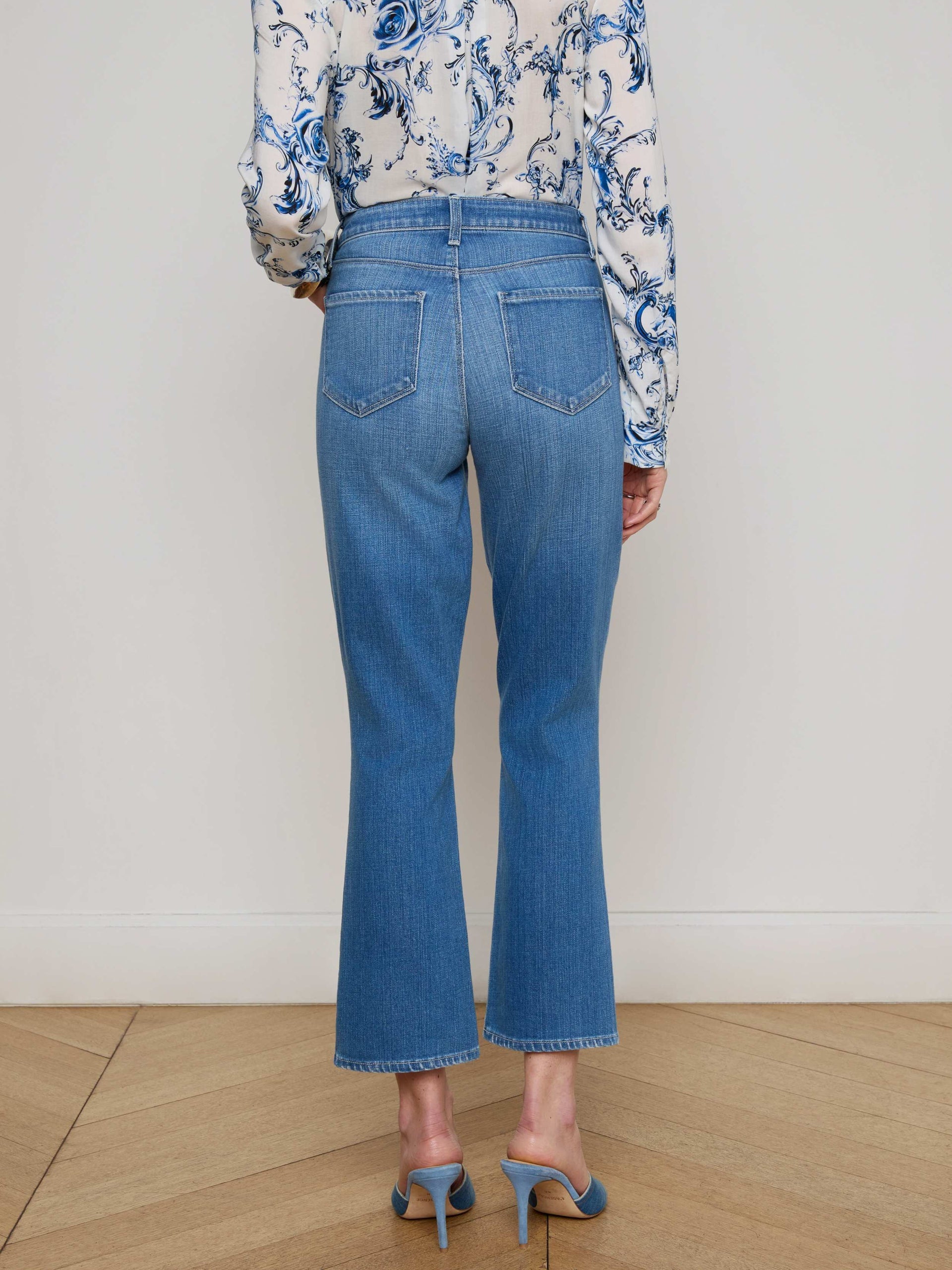 L'AGENCE Tati Hi Rise Crop Microboot in Rosales