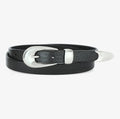 Brave Kitt narrow black belt with silver buckle