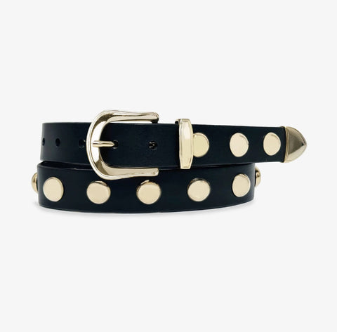 Brave Jaelynn studded black belt with gold buckle