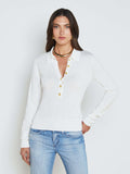 L'AGENCE Sterling Collared Sweater in White/Gold