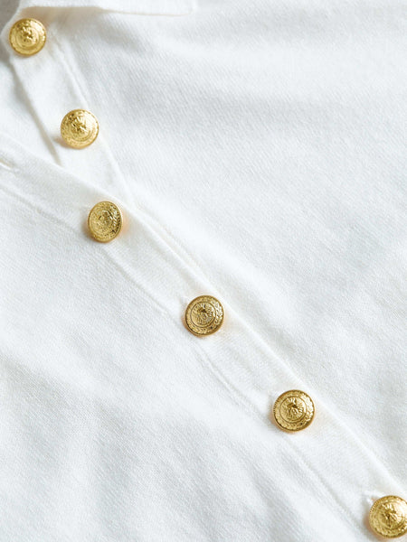 L'AGENCE Sterling Collared Sweater in White/Gold
