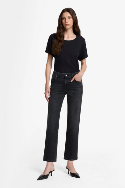 7 For All Mankind Calie Mid Rise Straight Ankle in Bottomline