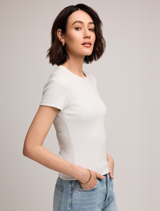 Gentle Fawn Tate short sleeve rib t-shirt in heather ash
