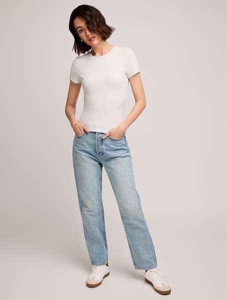 Gentle Fawn Tate short sleeve rib t-shirt in heather ash