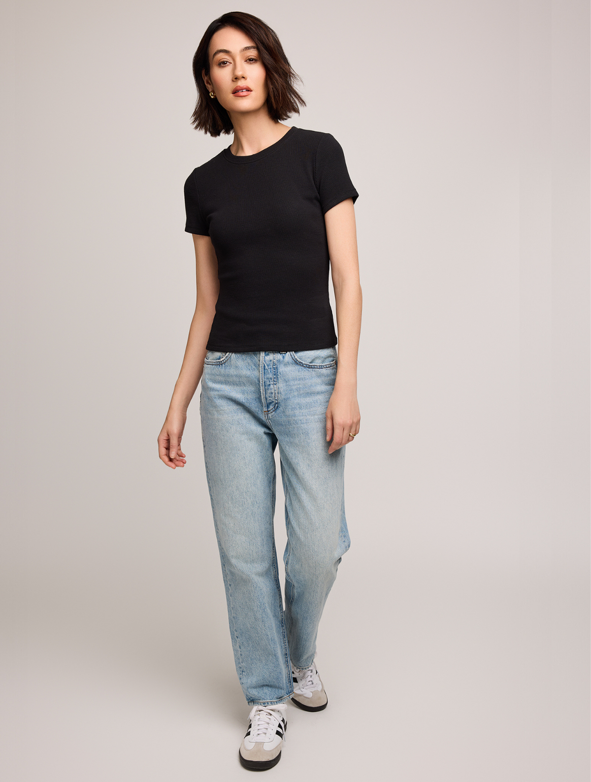 Gentle Fawn Tate short sleeve ribbed t-shirt in black