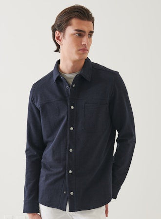 Patrick Assaraf French Terry Overdye Snap Front Shirt - Asteroid