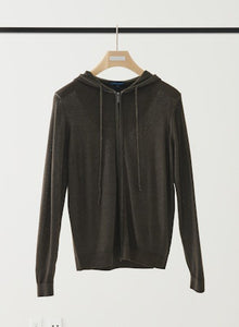 Patrick Assaraf Men's Extra Fine Merino Vintage Zip Hoodie - Deep Olive