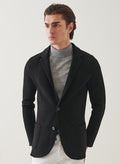 Patrick Assaraf Merino Wool Bubble Stitch Knit Blazer - Black