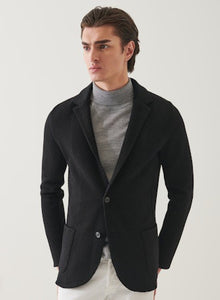 Patrick Assaraf Merino Wool Bubble Stitch Knit Blazer - Black