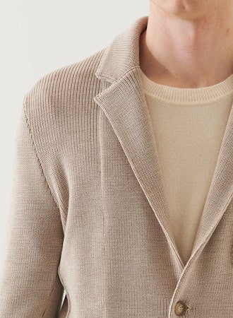 Patrick Assaraf Cardigan Stitch Merino Knit Blazer - Sable