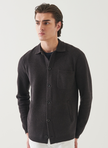 Patrick Assaraf Extra Fine Merino Boiled Wool Button Jacket - Brownie