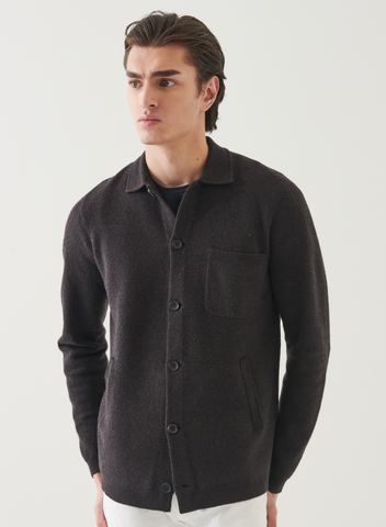 Patrick Assaraf Extra Fine Merino Boiled Wool Button Jacket - Brownie