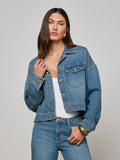 L'AGENCE Vianney Hi-Lo Crop Denim Jacket in Fargo