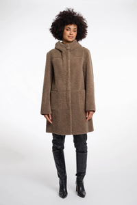 RINO & PELLE Alina Faux Shearling Reversible Coat in Toffee