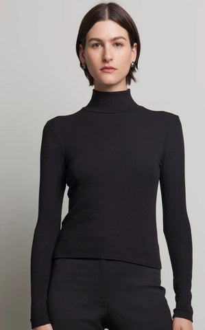 Velvet Helms Modal Rib Mock Neck in Black