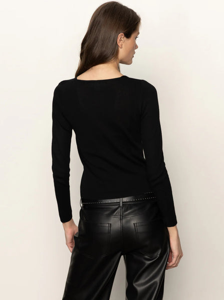 Sanctuary Long Sleeve Shoulder Twist Top in Black