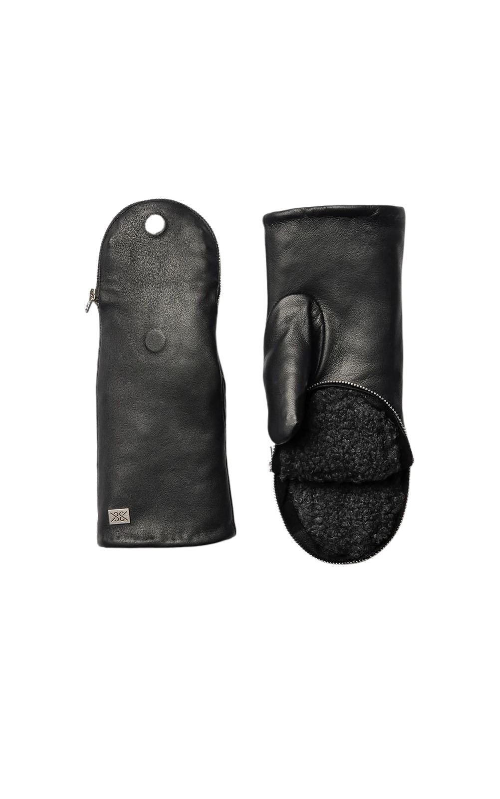 Soia&Kyo Betrice-N Faux Fur Lined Mittens in Black