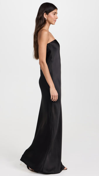 Norma Kamali Bias Strapless Gown in Black