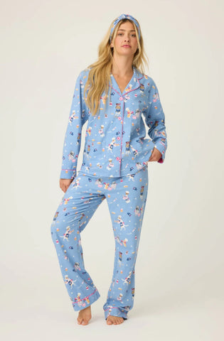 PJ Salvage Flannels PJ Set Dogs Baking in Denim