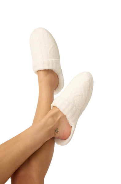 PJ Salvage Cozy Chenille Cable knit Slide in Ivory