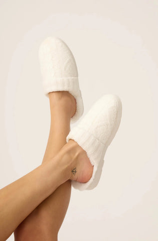 PJ Salvage Cozy Chenille Cable knit Slide in Ivory