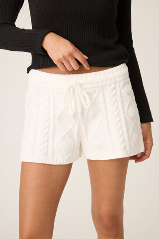 PJ Salvage Cozy Chenille Cable Knit Short in Ivory