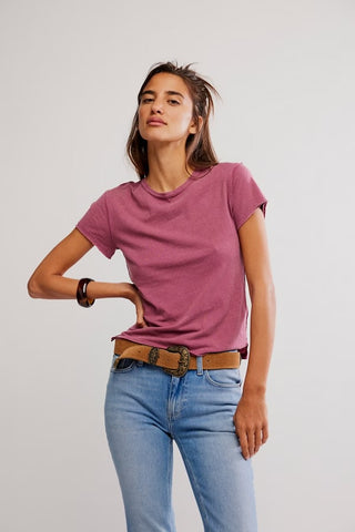Free People Short Sleeve Nova Tee in Crushed Berry