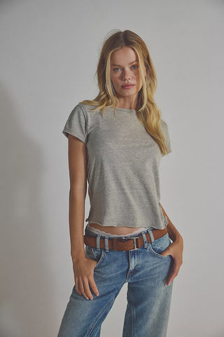 Free People Short Sleeve Nova Tee in Greyhound